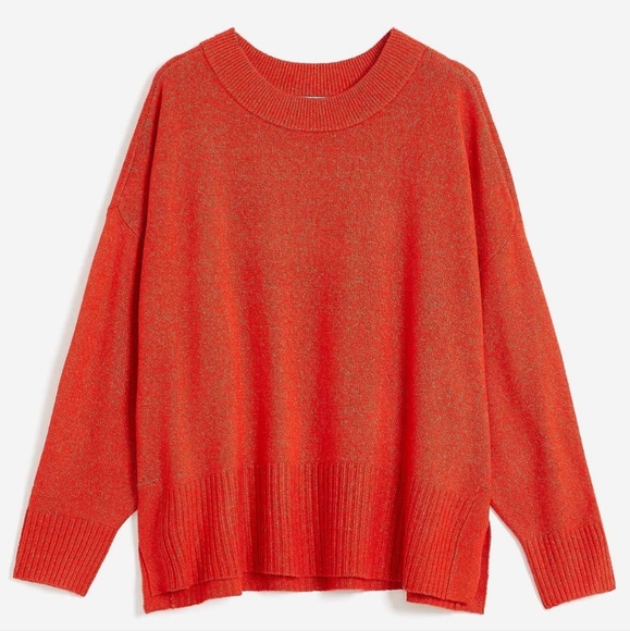 Penningtons POPPY RED Crewneck Sweater with High Side Slits Size 1X - Picture 3 of 11